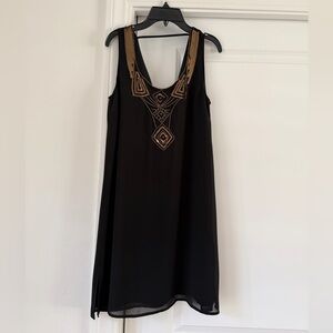 Impulse Black Dress with Gold Beaded Neckline